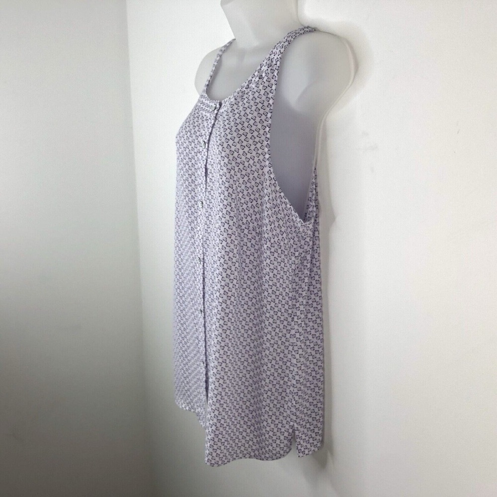 CAbi Priscilla Sleeveless Blouse Button Front Purple White Corpcore Librarian S - Picture 6 of 15
